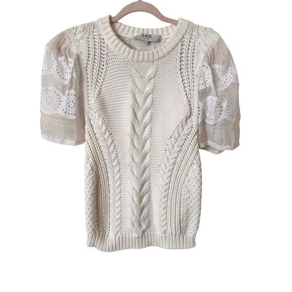 SEA NEW YORK Zinnia Silk Sleeved Sweater White Small - Picture 2 of 5